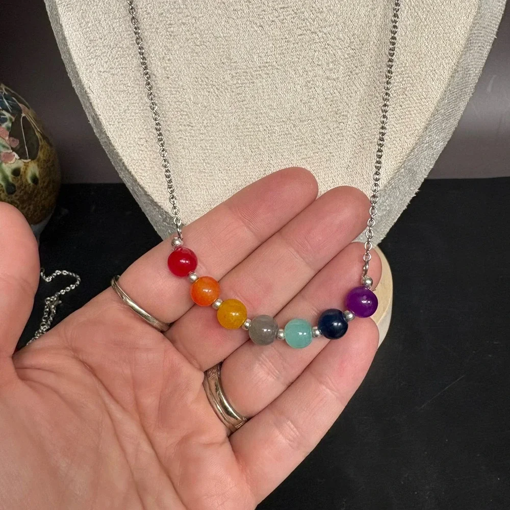 Chakra Jewelry Set | Crystal Bead Necklace Bracelet | Reiki Energy‎ Healing